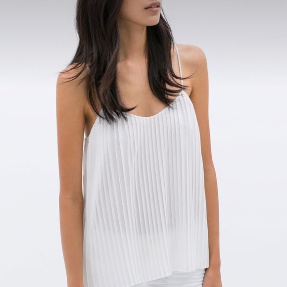 NWOT Venus White Pleated Braided Spaghetti Strap Blouse Size M - Picture 2 of 16